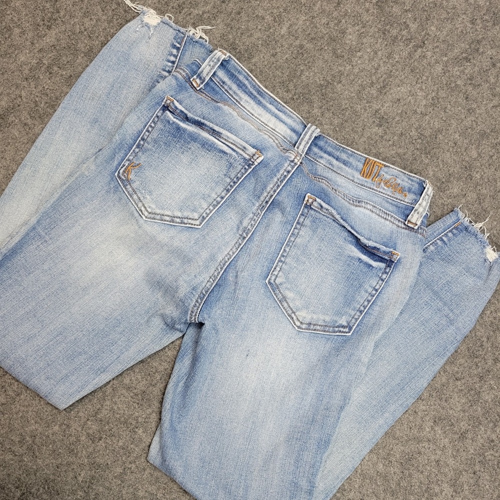 Kut From The Kloth Jeans Womens 6 Blue Denim Distressed Carlo Ankle Skinny Leg